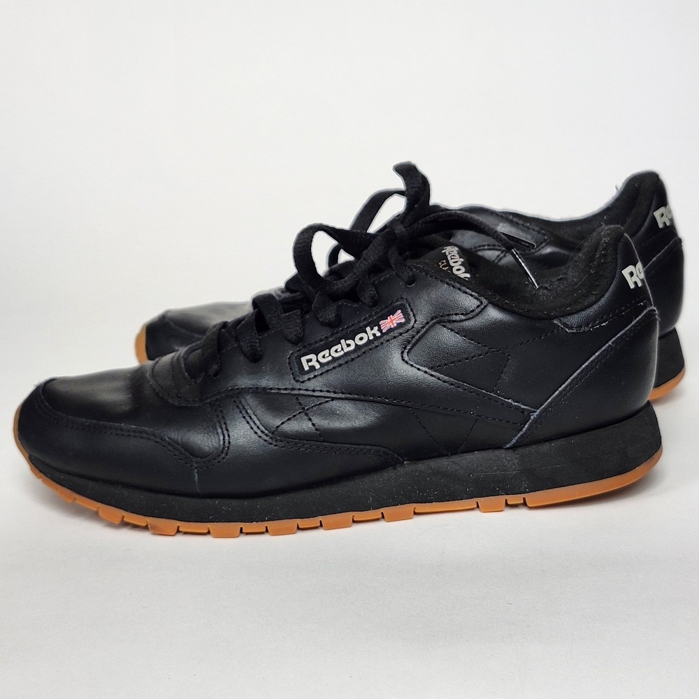 Reebok Classic Leather Black Shoes Mens 9 Retro Runner Skater Streetwear Clean
